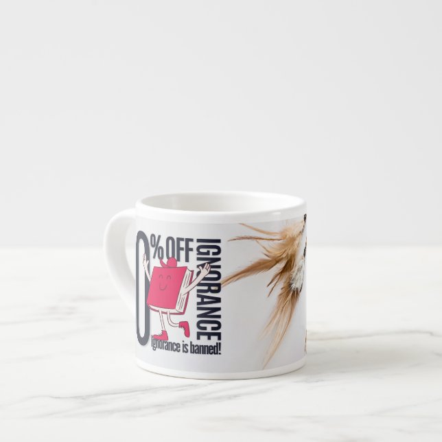 Tasse Expresso Whimsical Red Book Character Ignorance Banned  (Devant gauche)