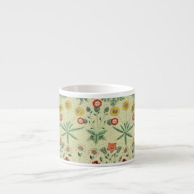 Tasse Expresso William Morris Daisy Floral Fond d'écran Motif (Devant)