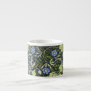 Tasse Expresso William Morris Fleur d'antiquité aux algues marine