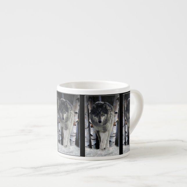 Tasse Expresso Wolf & Forêt de neige Espresso Café Mug (Devant droit)