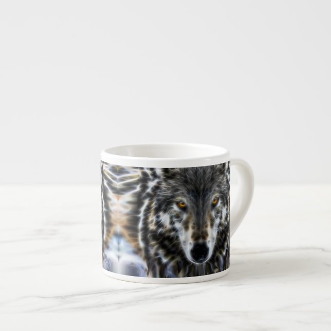 Tasse Expresso Wolf Portrait graphique inspiré (Devant droit)
