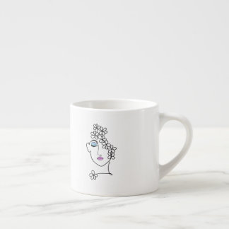 Tasse Expresso Woman With Flowers Line Art  
