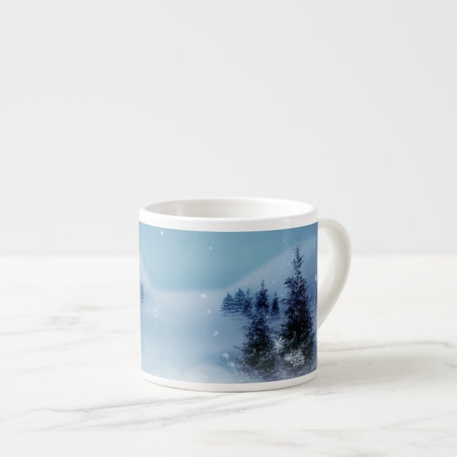 Tasse Expresso Wonderland d'hiver de nuit (Devant droit)