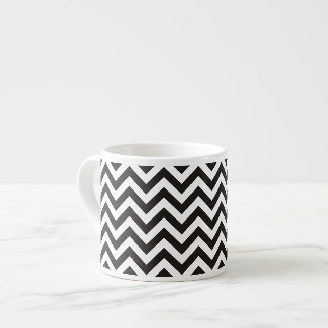 Tasse Expresso ZIGZAG pattern - black + your background & ideas (Devant gauche)