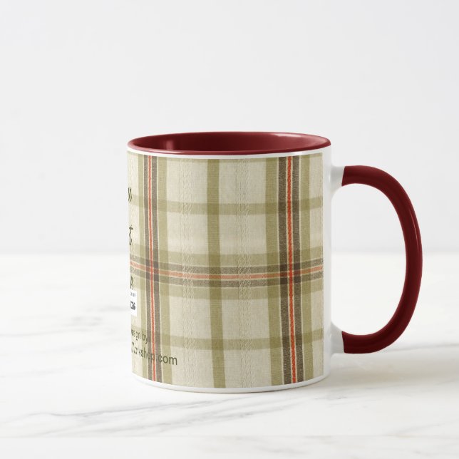Tasse Fabric Plaid, Votre Texte Ici (Droite)