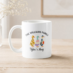 Tasse Famille Canard Personnalisée de 3 avec Nom