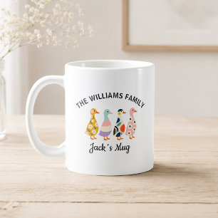 Tasse Famille Canard Personnalisée de 4 avec Nom