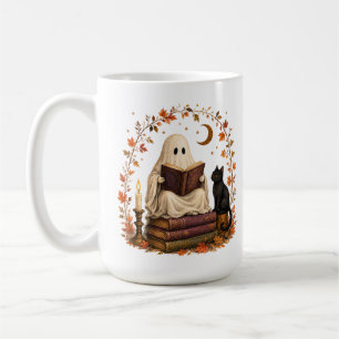Tasse fantôme du club de lecture effrayant et chat