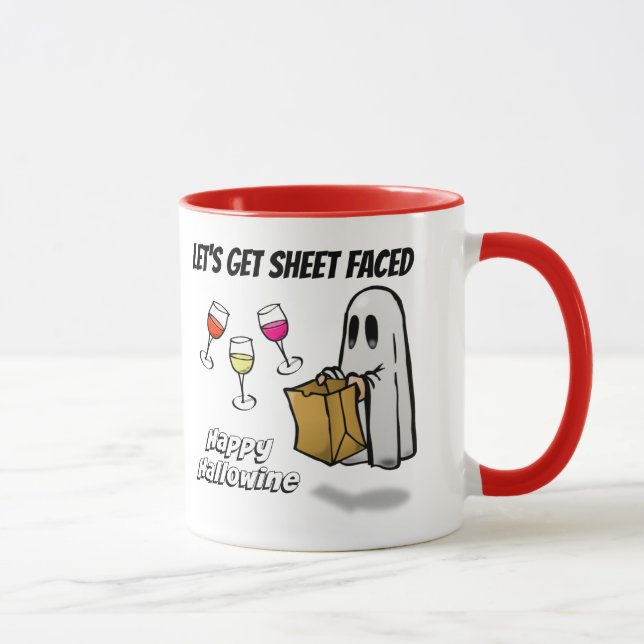 Tasse Fantôme Face À La Feuille Happy Hallowine (Droite)