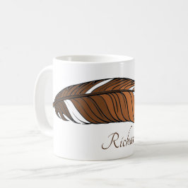 Tasse - Feder und Name in Braun