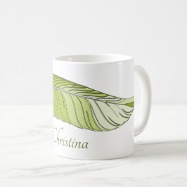 Tasse - Feder und Name in Grüntönen