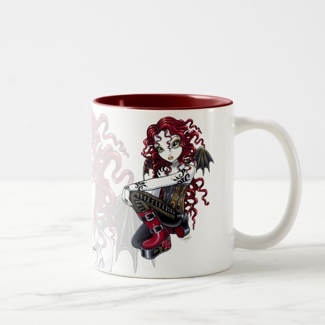 Tasse féerique d'art de tatouage gothique de rose (Droit)