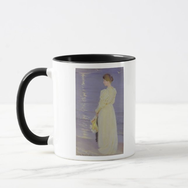 Tasse Femme dans le blanc sur une plage, 1893 (Gauche)