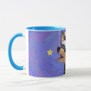 Tasse Festive de nuit étoilée Chihuhua à Santa Hat