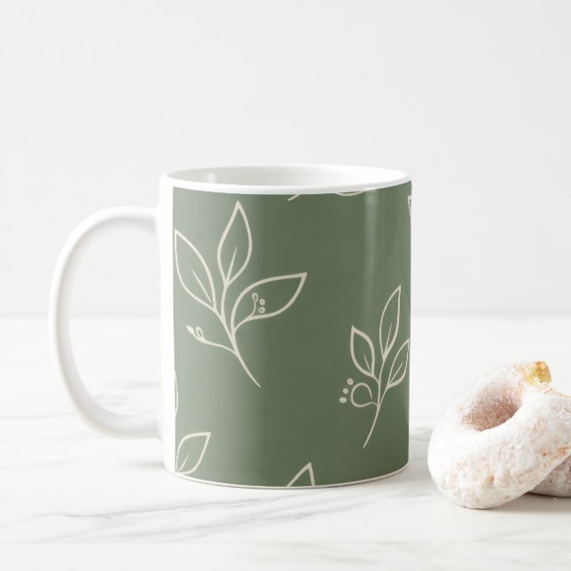Tasse feuille verte | Tasse à café (Avec donut)