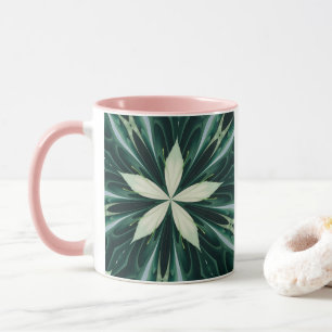 Tasse Feuilles Blanches Dans un Kaléidoscope de Forêt Ve