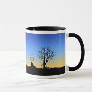 Tasse Feuilles d'automne en forme de coeur Couple
