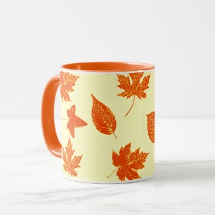 Tasse Feuilles d'automne - jaune pâle et orange