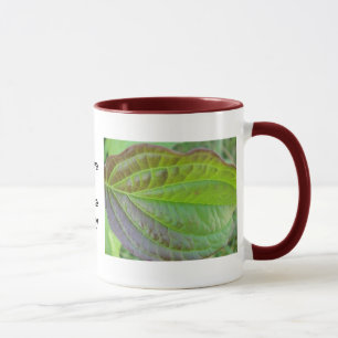 Tasse Feuillet vert brun avec texte : passez une bonne j