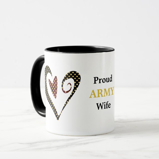 Tasse Fiers Étoiles de coeur des épouses de l'armée (Devant gauche)