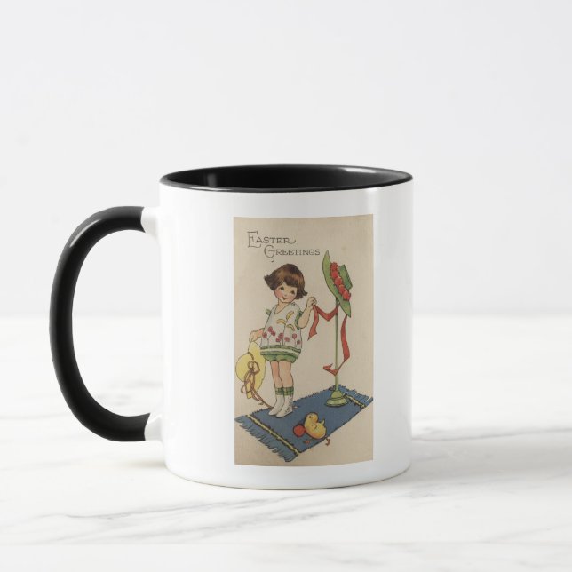 Tasse Fille avec Casquette jaune et poussette (Gauche)
