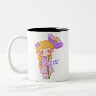 Tasse Fille Chibi Kawaii | Mug Café Fille Fleur Mi