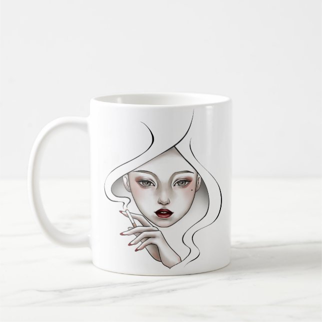 Tasse fille enfumée blanche minimal (Gauche)