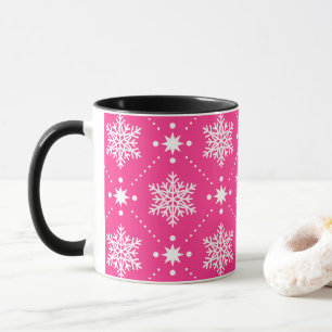 Tasse Fille Motif de Noël rose et blanc Snowflakes