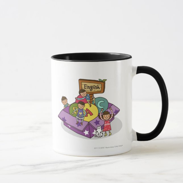 Tasse Fille se tenant avec des bras augmentés et se (Droite)