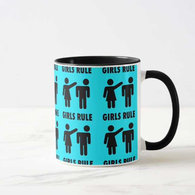 Tasse Filles amusantes Règle Turquoise Turquoise Blue Gi (Droite)