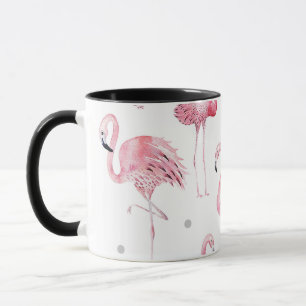 Tasse Flamants roses pois gris motif chic