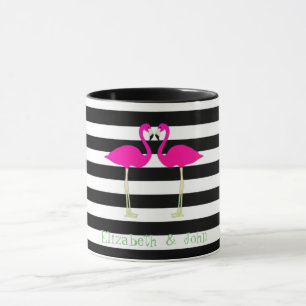 Tasse Flamants roses roses, Blancs noirs, Personnalisé