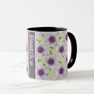 Tasse Fleur bleue botanique d'été doux avec le nom