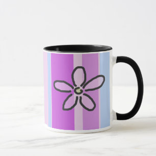 Tasse Fleur et rayures bleues pourpres