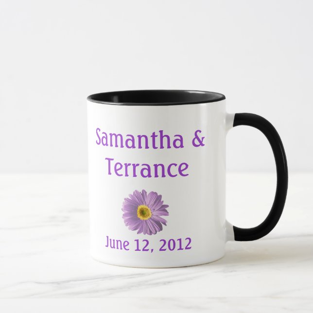 Tasse Fleur marguerite pourpre personnalisable (Droite)