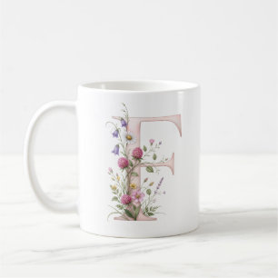 Tasse Fleurie Lettre F à Motifs de Fleurs Sauvages