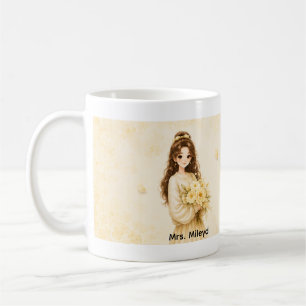 Tasse fleurie pastel jaune en soie comestible