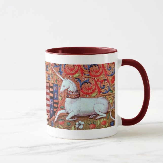 TASSE FLEURS D'IMAGINAIRES UNICORNES ET MÉDIÉVAUX, MOTIF (Droite)