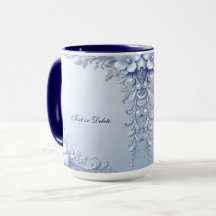 Tasse Fleurs Ornementales Bleues avec Perles