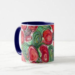 Tasse Fleurs rouges, Imaginaire Feuille vert