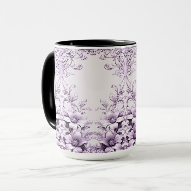 Tasse Fleurs Violettes Élégantes (Devant gauche)