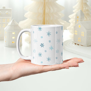 Tasse flocon de neige aquarelle bleu poussiéreux