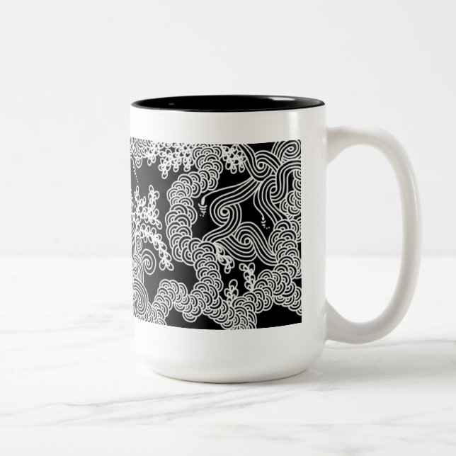 Tasse florale abstraite en noir et blanc (Droit)