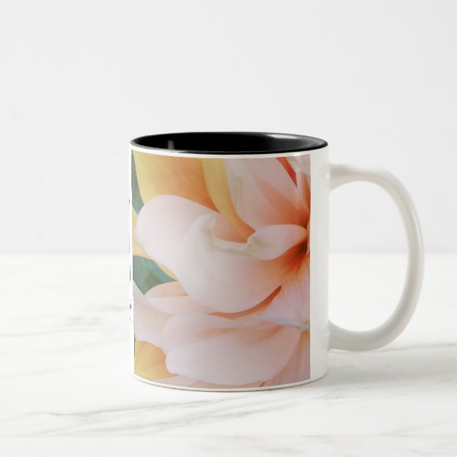 Tasse florale d'amour d'espoir de paix de joie (Droit)