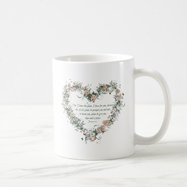 Tasse florale de coeur de 29:11 de Jérémie (Droite)