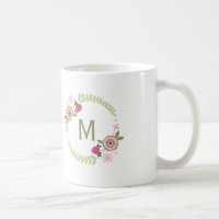 Tasse florale de monogramme de guirlande
