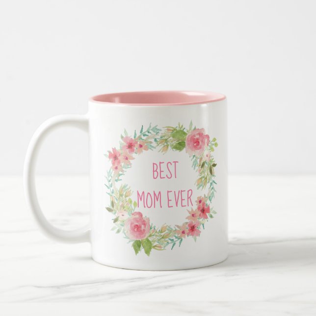 Tasse florale de rose de la "meilleure maman (Gauche)