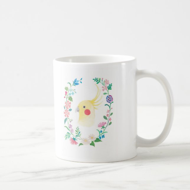 Tasse florale d'illustration d'oiseau d'animal (Droite)