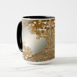 Tasse florale ornée moderne en or