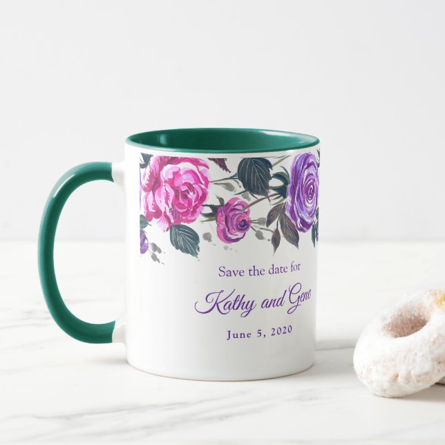 Tasse florale - Sauvegarder la date (Avec donut)